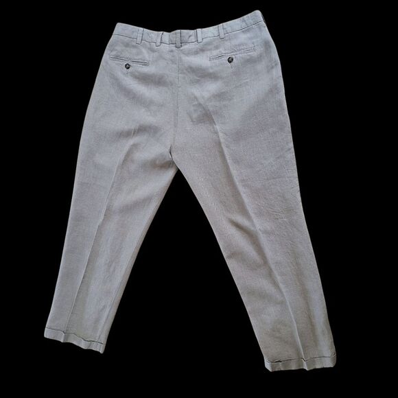 JOS. A. BANK Travelers Collection 100% Linen Pants Khaki Tan Cuffed 40 x 30 - Picture 3 of 15